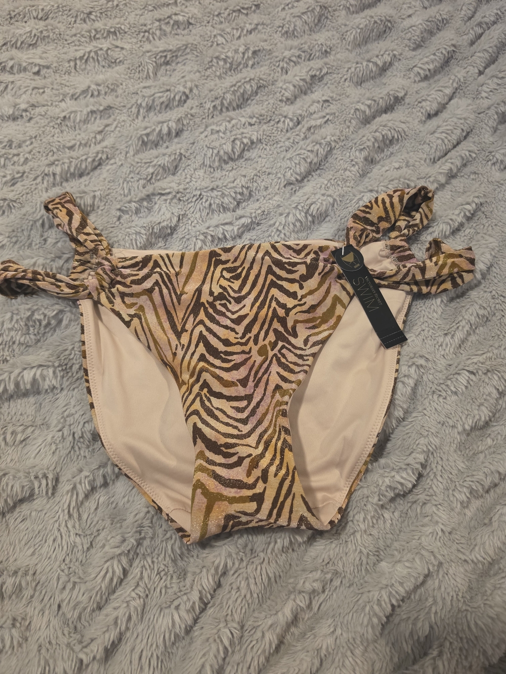 Victoria's Secret Zebra-Print Bikini Bottoms in Pink, Gold & Black